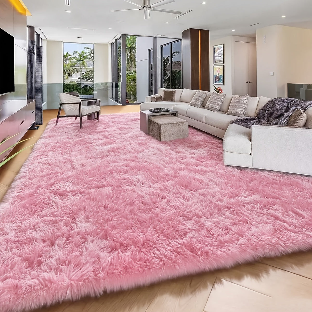 8x10 Ft Luxury Plush Area Rug – 1.7" High Pile Ultra-Soft Non-Slip Fluffy Carpet for Living Room Bedroom Dorm & Study in 10 Colors