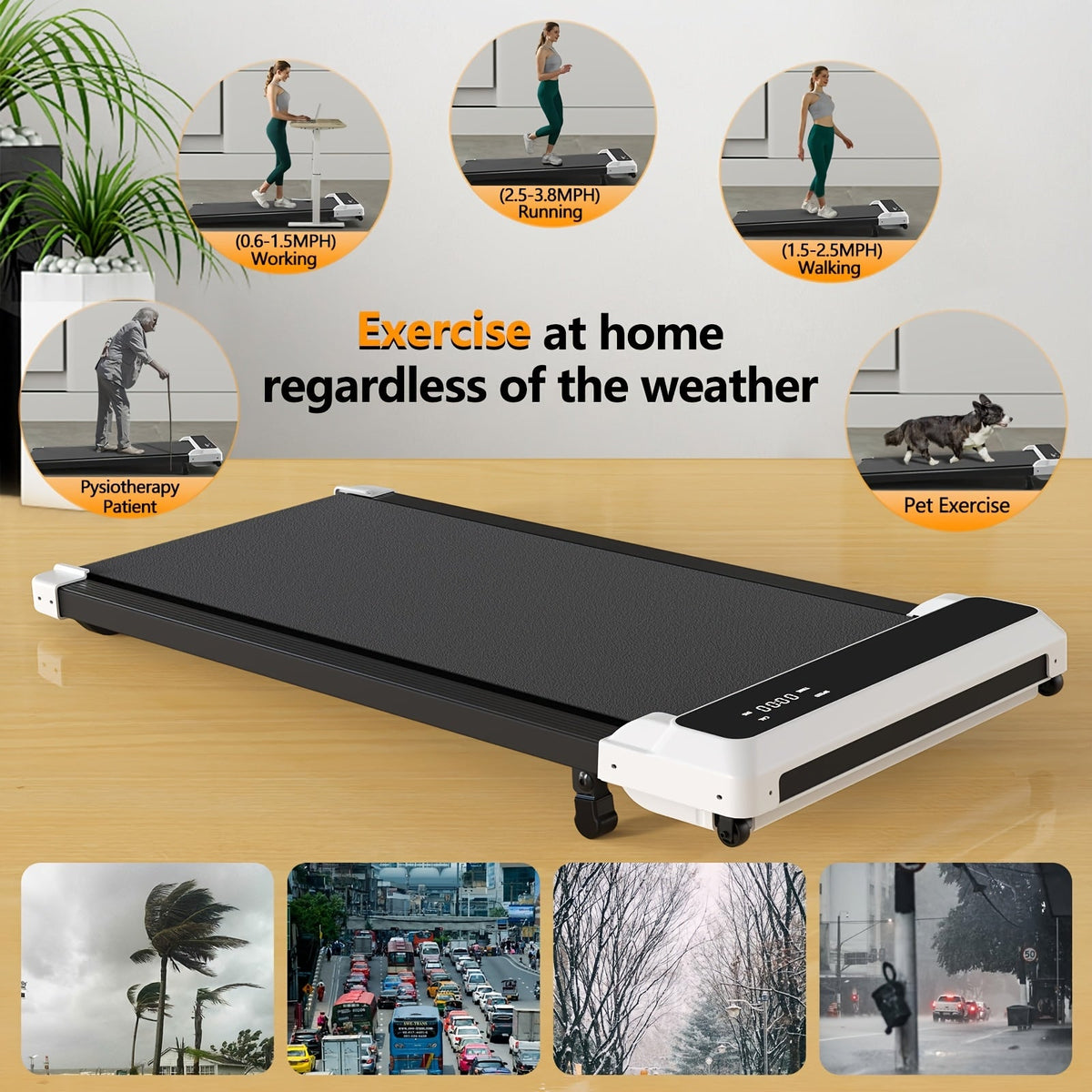 4-in-1 Walking Pad Under Desk Treadmill, LED Display, Compact Folding Design, for Home Office, Small Spaces, Walking & Jogging