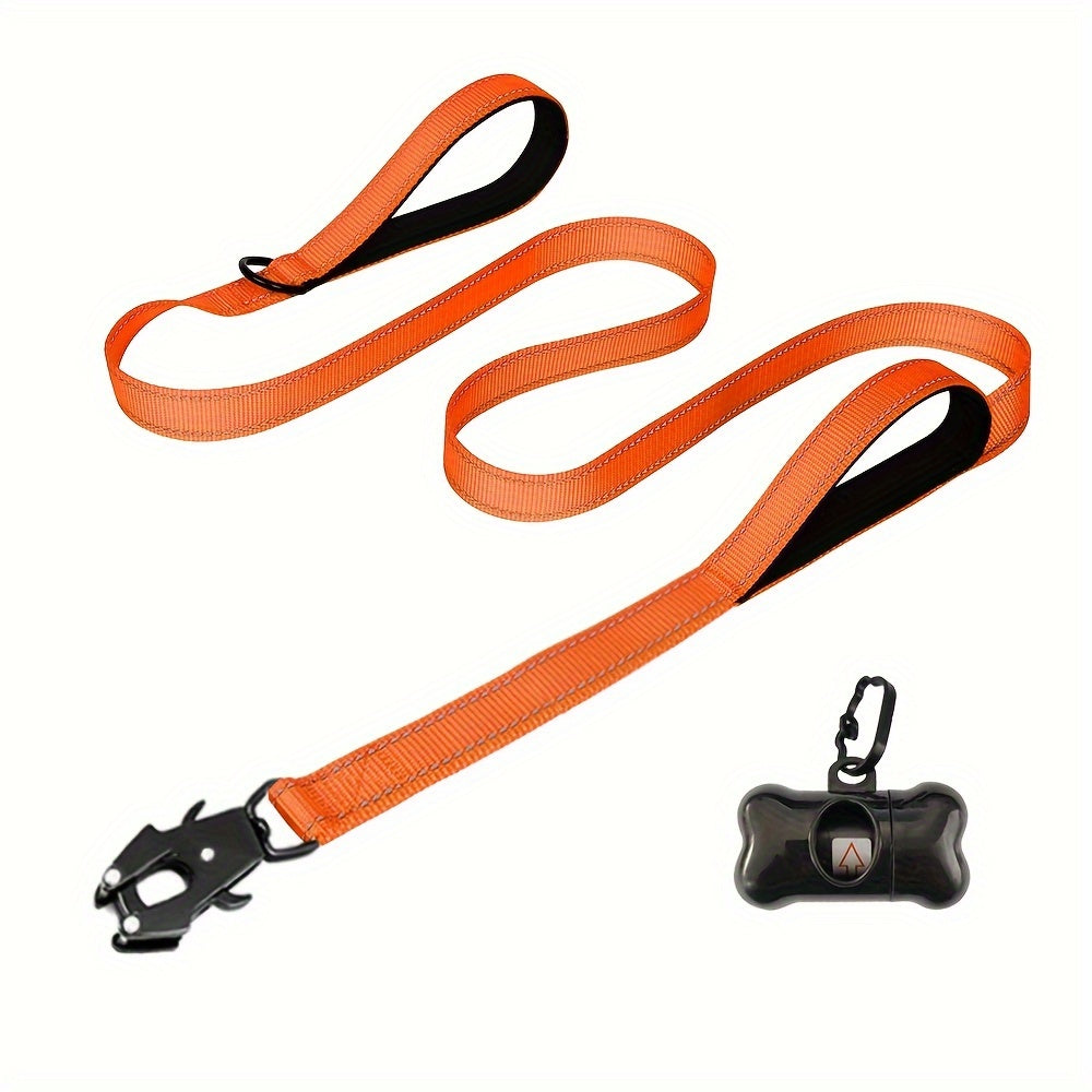 6ft Heavy Duty Dog Leash with Double Handles & Tactical Frog Clip – Reflective Rope Training Leash with Quick Release Locking Clip for Medium & Large Dogs, 11 Colors Available