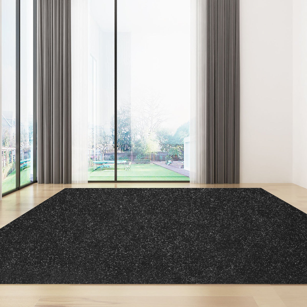 Marine Boat Carpet 6ft x 13.1ft, Waterproof, Anti-Slip Ribbed Surface, Rubber Waterproof Backing, 0.18" Thickness, Cuttable to Any Shape, Easy Clean, for Boat Deck Patio Dock Garage, Black