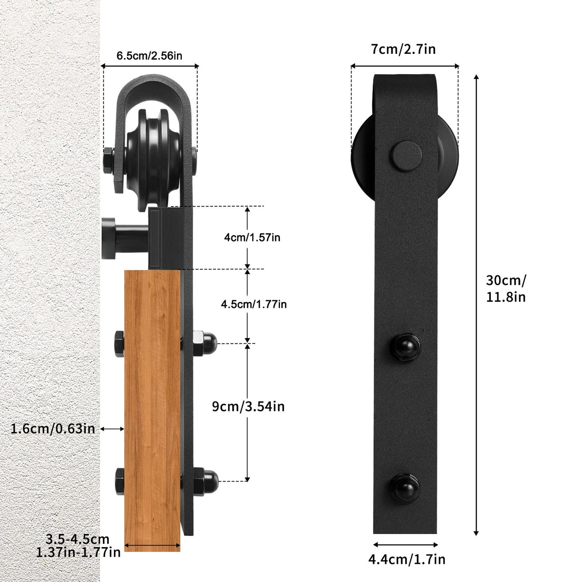 Sliding Barn Door Hardware Kit 6.6 FT Heavy Duty Carbon Steel Track – Quiet Gliding Complete Kit for Single Wood Doors 36"-40" Wide