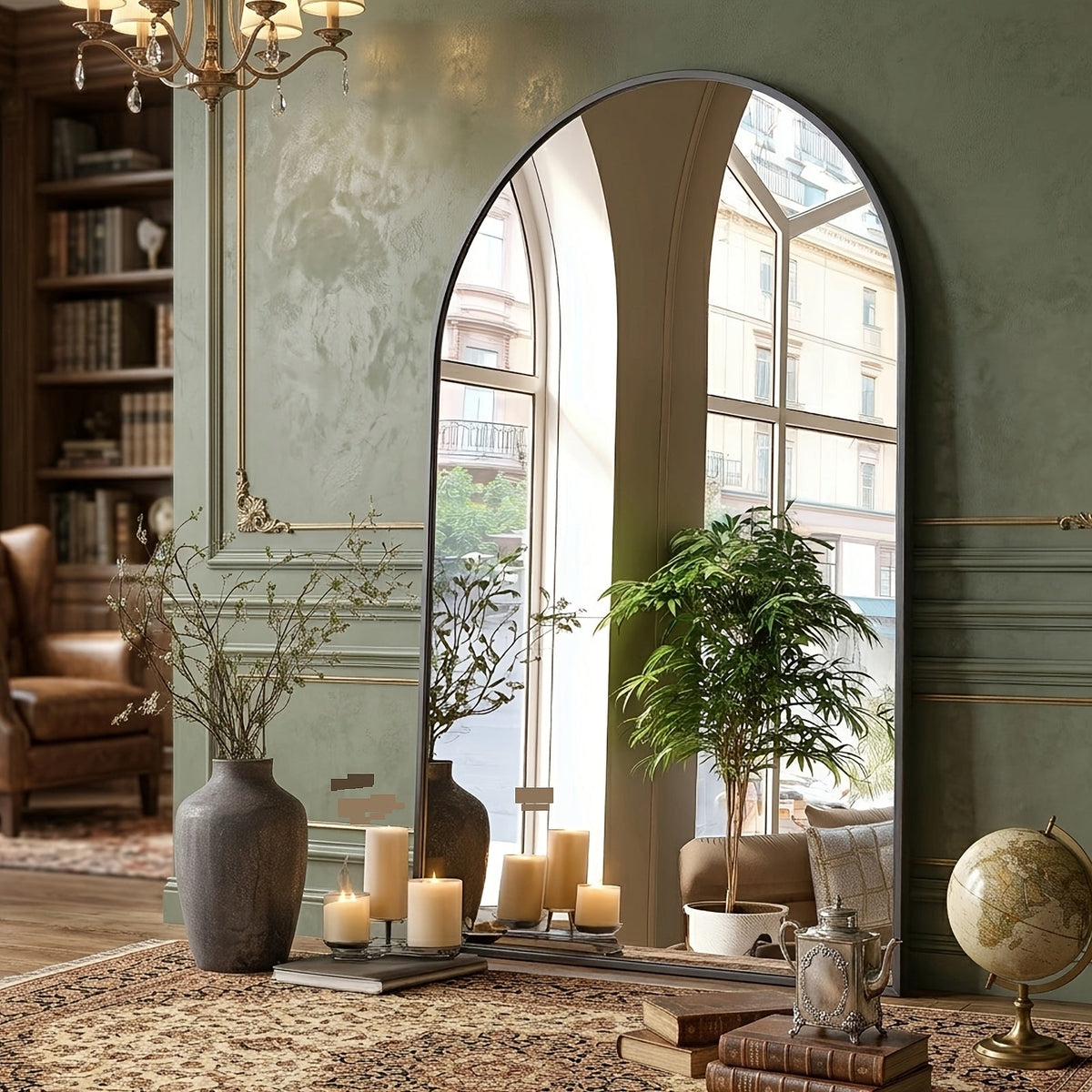 Arched Bathroom Mirror with Metal Frame - Wall Mounted Vanity Mirror - 6 Sizes (22×30 to 31×32in) - Bathroom, Bedroom & Entryway - Gold & Black