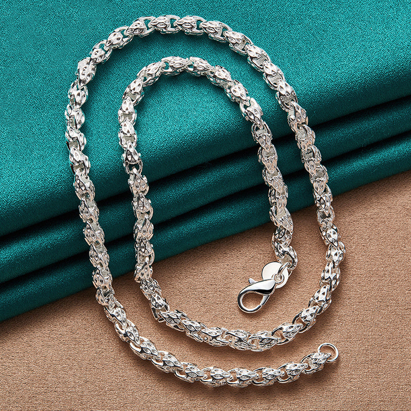 925 Sterling Silver Bamboo Chain Necklace 24 Inch โ Nickel-Free, Anti-Allergic, Lightweight 6g, Unisex Fashion Jewelry โ Perfect Gift for Men & Women