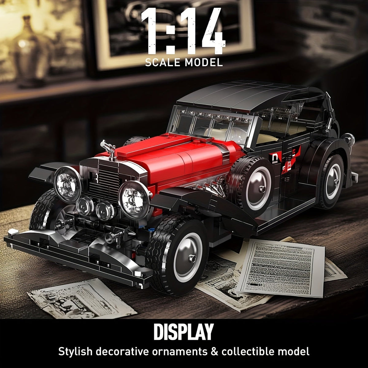 Mould King 10114 MOC Vintage Classic Car Building Kit โ 1308 Pieces Model Building Blocks Set โ Compatible Collectible Display Gift for Adults & Enthusiasts