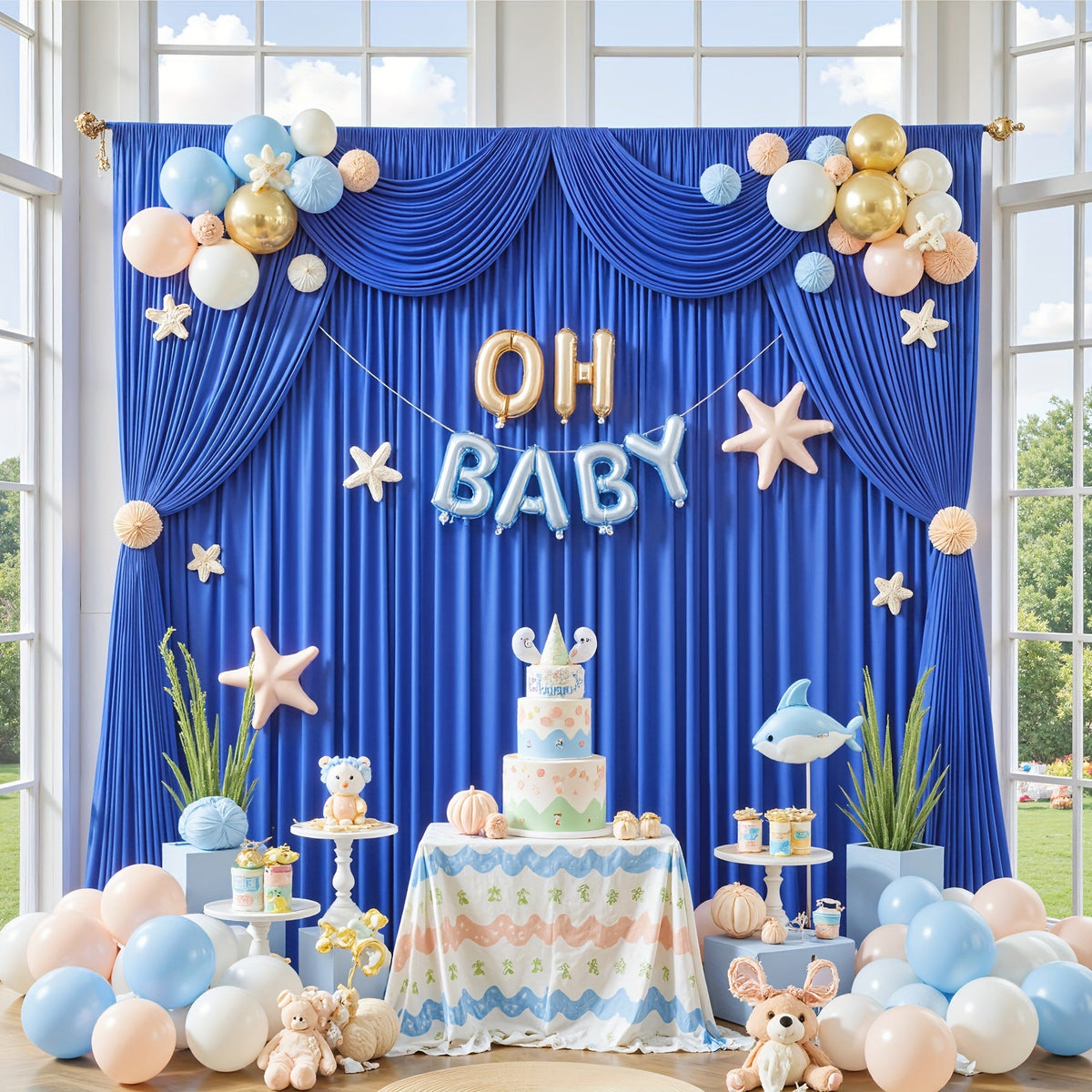 4-Pack 5×10 ft Polyester Spandex Backdrop Curtains with Pole Bags – Wrinkle-Resistant Photography Background for Wedding Birthday Banquet & Party in 15 Colors