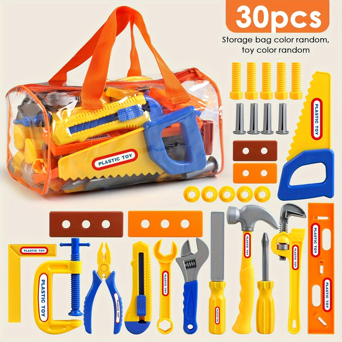 Kids Toy Tool Box Set 10 19 or 30 Piece Simulation Screwdriver Tool Kit Pretend Play Construction Toys for Boys Girls Toddlers STEM Learning Home Role Play Birthday Gift Random Color