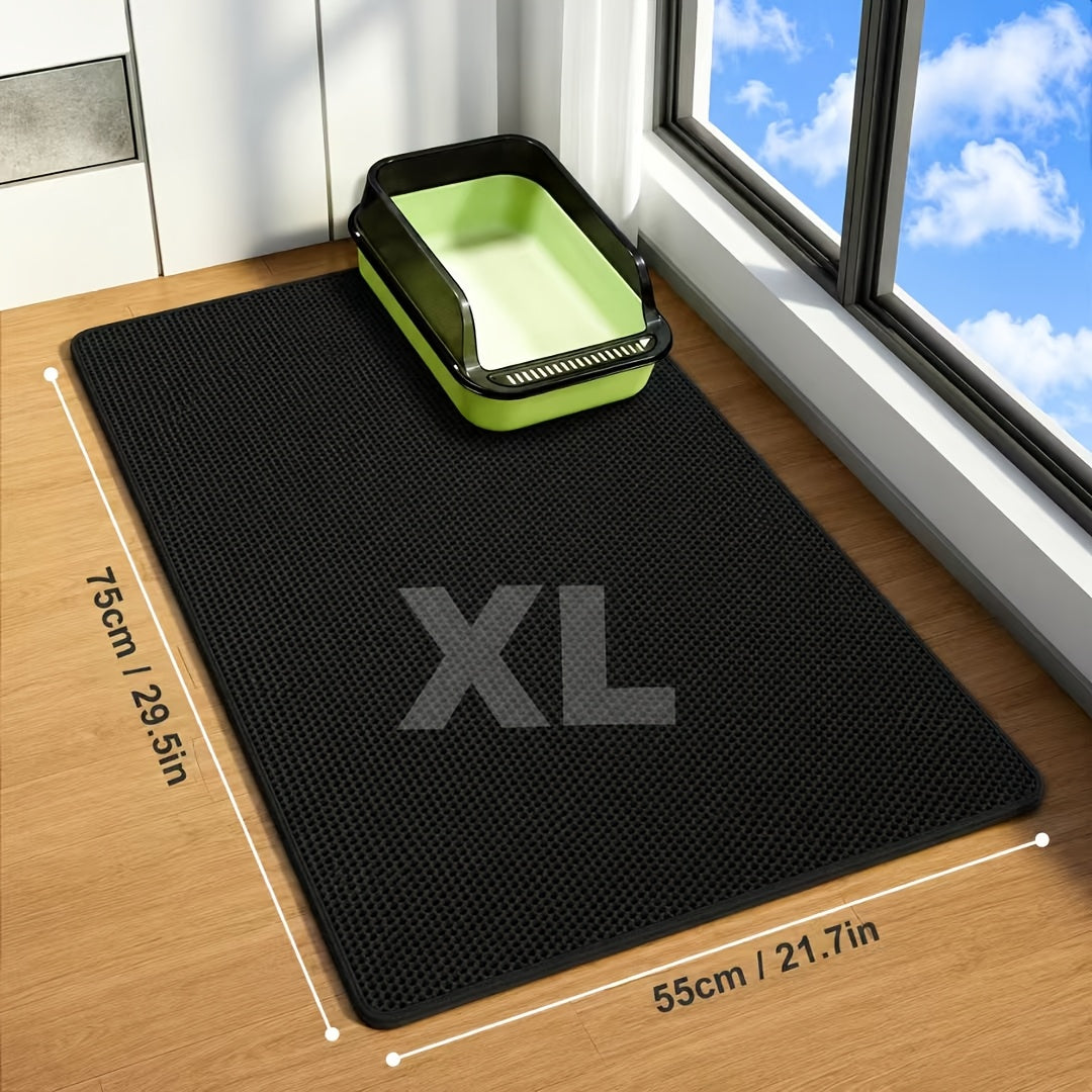 Extra Large Double-Layer Cat Litter Mat – Splash-Proof Leak-Proof EVA Non-Slip Washable Odor-Proof Scatter Control Litter Trapping Mat for Cat Litter Box, Easy to Clean Floor Protector for Cats