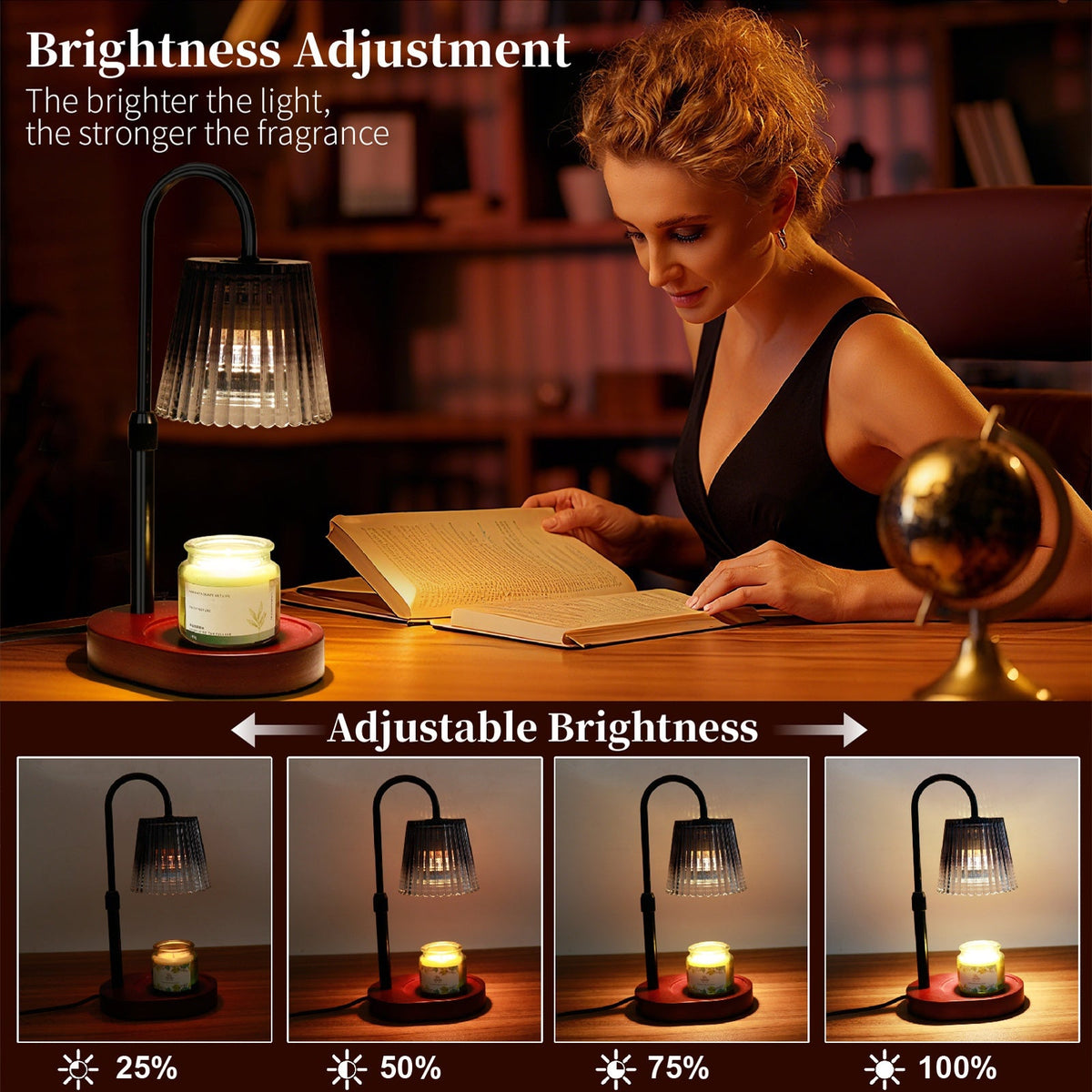 Dimmable Candle Warmer Lamp with Timer – Wax Melt Warmer for Jar Candles Home Decor Gift for Mom Women & Housewarming in Black (Bulb Not Included)