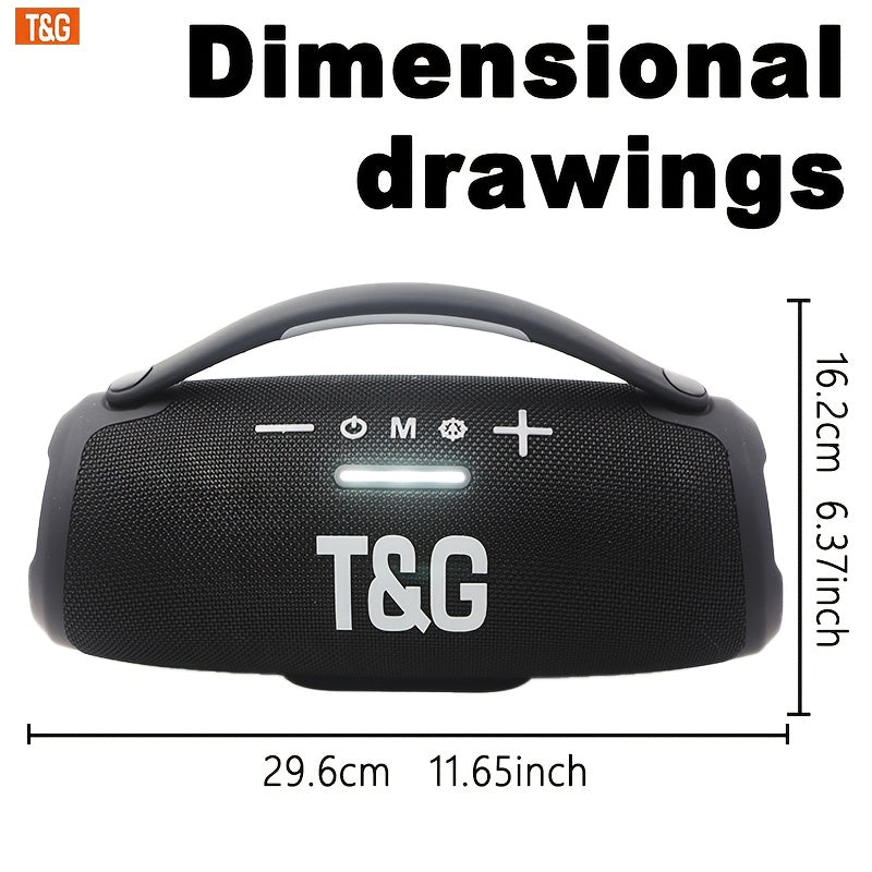 TG418 Wireless Bluetooth Speaker – 3000mAh LED Flash Lights EQ Settings TF Card USB AUX Compatible with Phone Tablet PC in Black Gray Camo