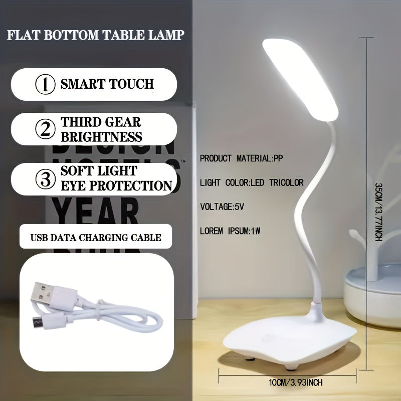 Foldable LED Desk Lamp - Portable, 3-Level Dimming, USB Charging & Touch Switch - 400mAh Battery - Writing, Office & Room Decor - White, Blue & Pink