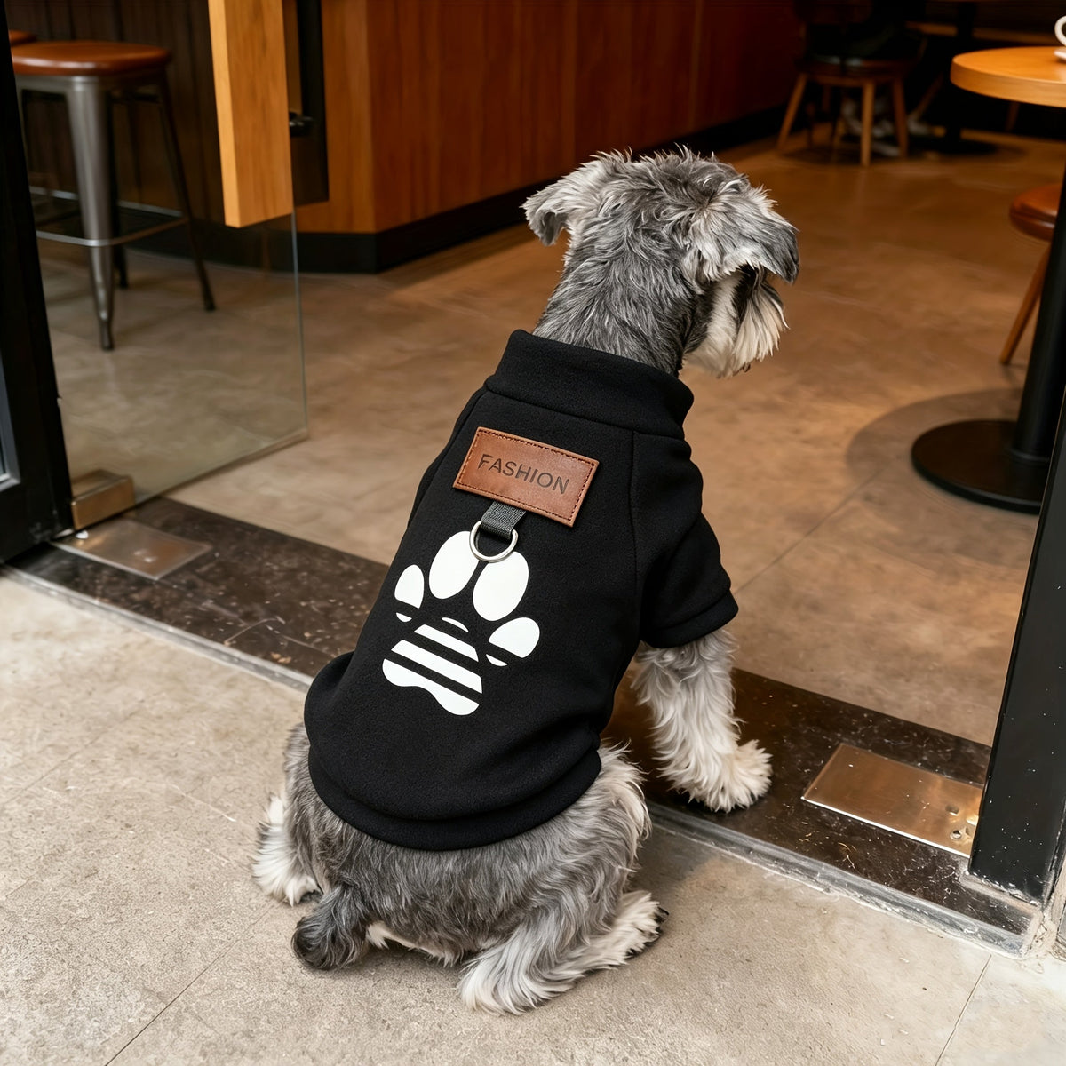 Dog Sweater for Small Medium Dogs & Cats - Soft Warm Paw Print Pullover Sweatshirt with Safety Leash Loop, Cozy Winter Puppy Coat Pet Clothes for Boy Girl Dogs, Cold Weather Pajama Jacket