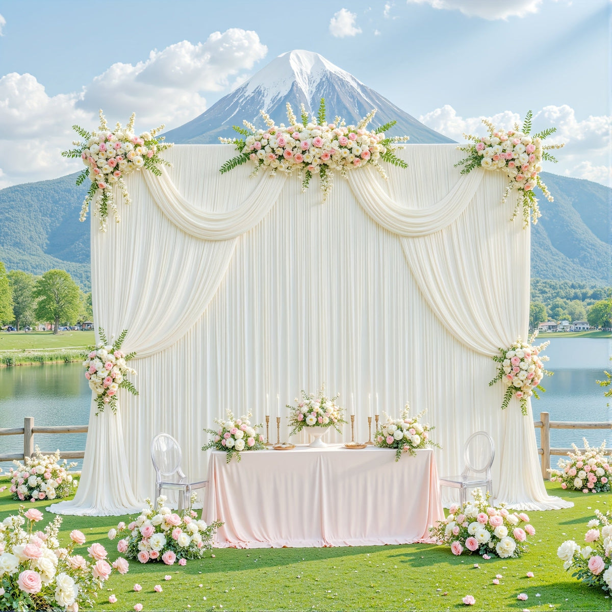 4-Pack 5×10 ft Polyester Spandex Backdrop Curtains with Pole Bags – Wrinkle-Resistant Photography Background for Wedding Birthday Banquet & Party in 15 Colors