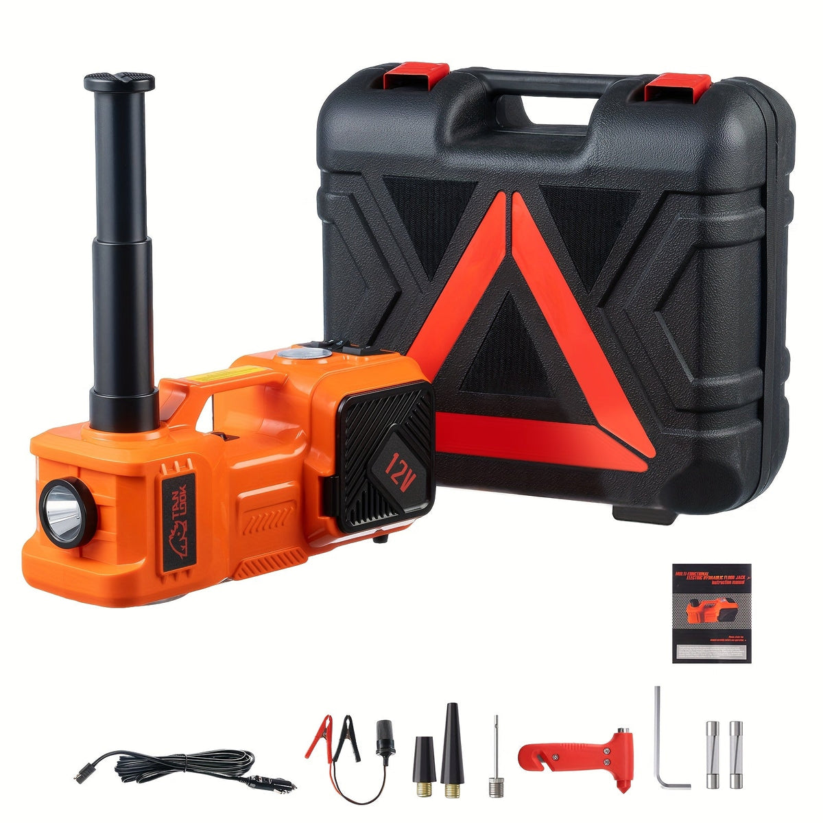 5-Ton (11,023lb) Electric Hydraulic Car Jack with Built-In Air Pump, Impact Wrench & LED Light – Portable Car Lift for SUV MPV Sedan & Truck Tire Replacement & Garage Maintenance