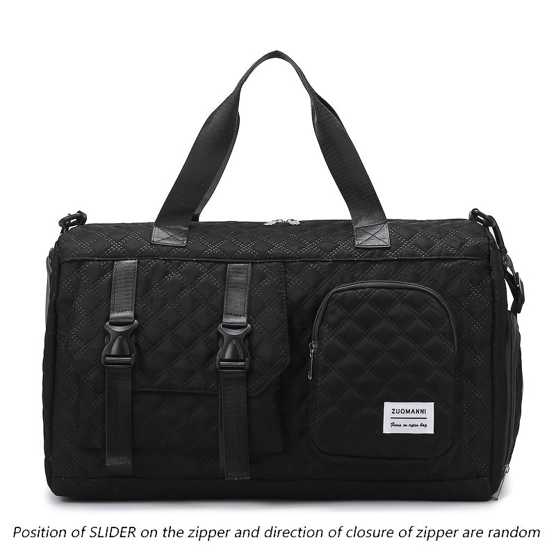 Large Capacity Argyle Travel Duffle Bag - Sports Gym Bag - Spacious & Portable for Overnight & Weekend Trips - Off White, Dark Blue, Green, Pink, Grey, Purple, Khaki & Black