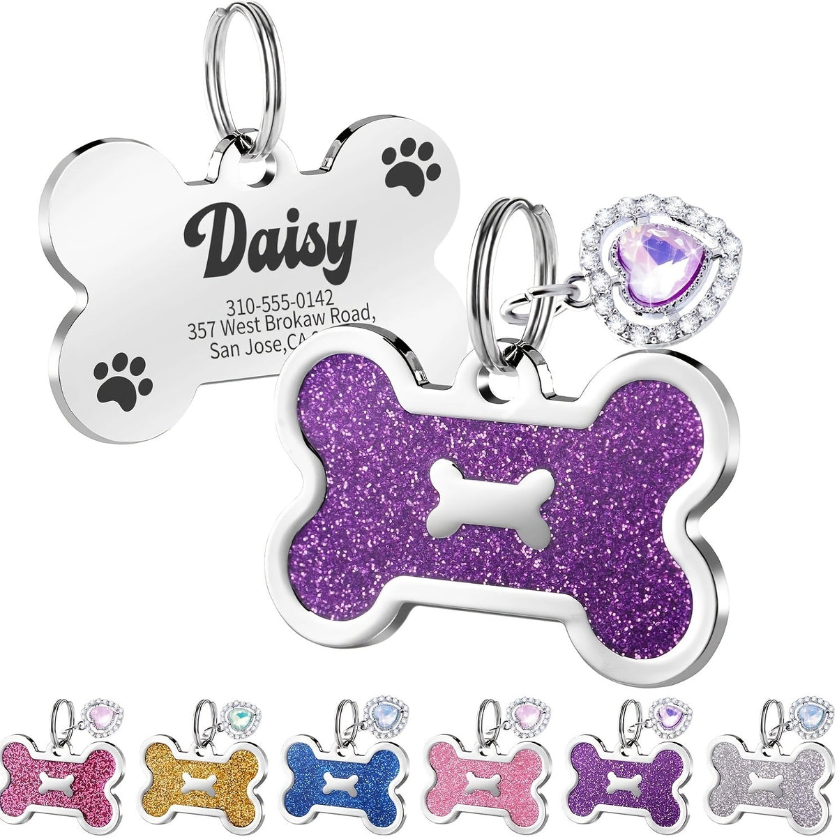 Personalized Pet ID Tag - Engravable Dog & Cat Collar Tag with Name, Phone & Info, Fits Small Medium Large Dogs & Cats, 6 Colors, Durable Everyday Pet ID Tag for Safety & Style