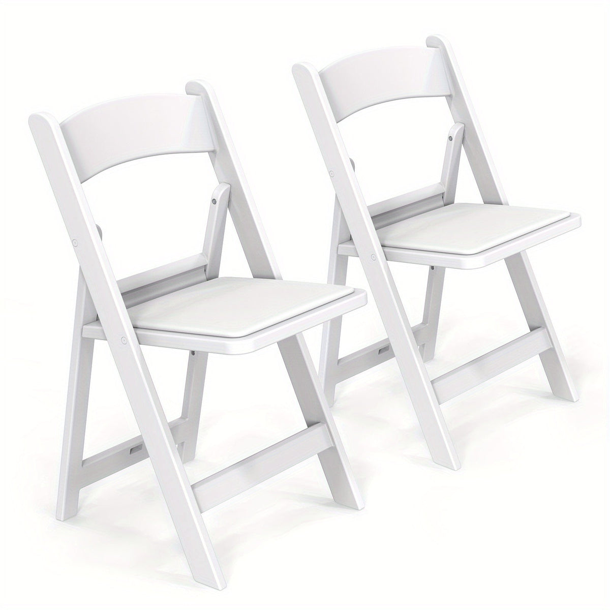 Resin Folding Chairs with Cushioned Seats – Foldable Plastic Padded Chair for Indoor Outdoor Events Weddings BBQ Camping Patio in White & Black (Set of 1 2 4 or 8)
