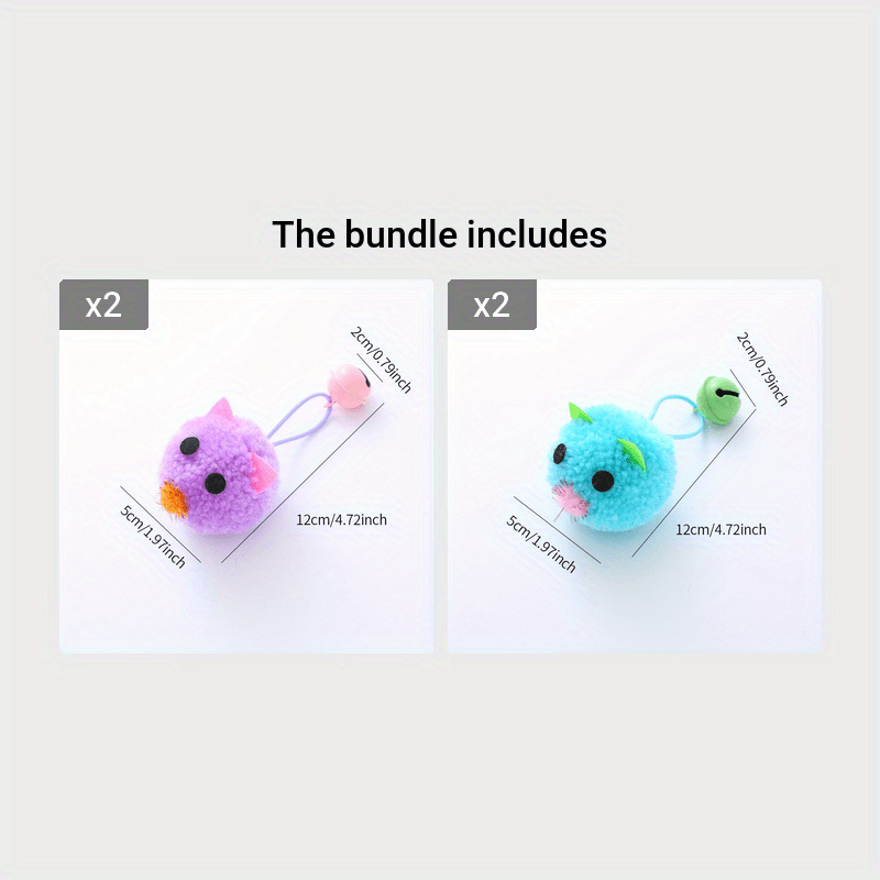 Plush Mouse Cat Toys with Bell - Cute Macaron Color Mini Mouse Catnip-Style Interactive Cat Toy with Squeaky Bell Sound for Indoor Cats and Kittens, Soft Non-Toxic Lightweight Cat Gift, 4 Colors & 4-Pack