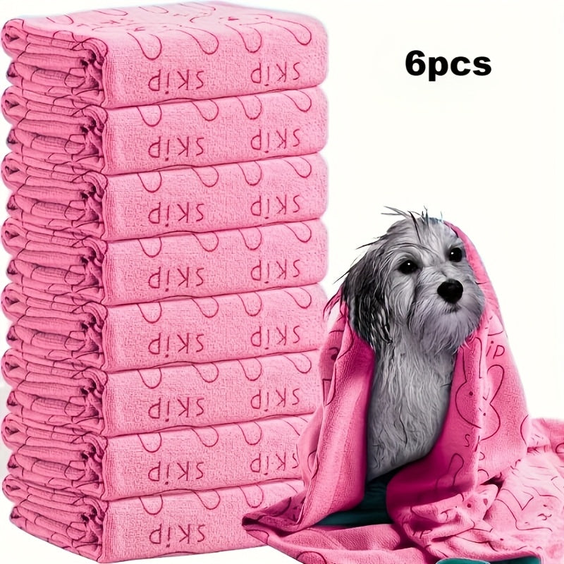 Dog Towels for Bathing Set of 6 - Quick-Dry Microfiber Dog Bath Towels, Super Absorbent Polyester Grooming Towel for Small Medium Large Breeds, Soft Pet Drying Towel Multi-Pack