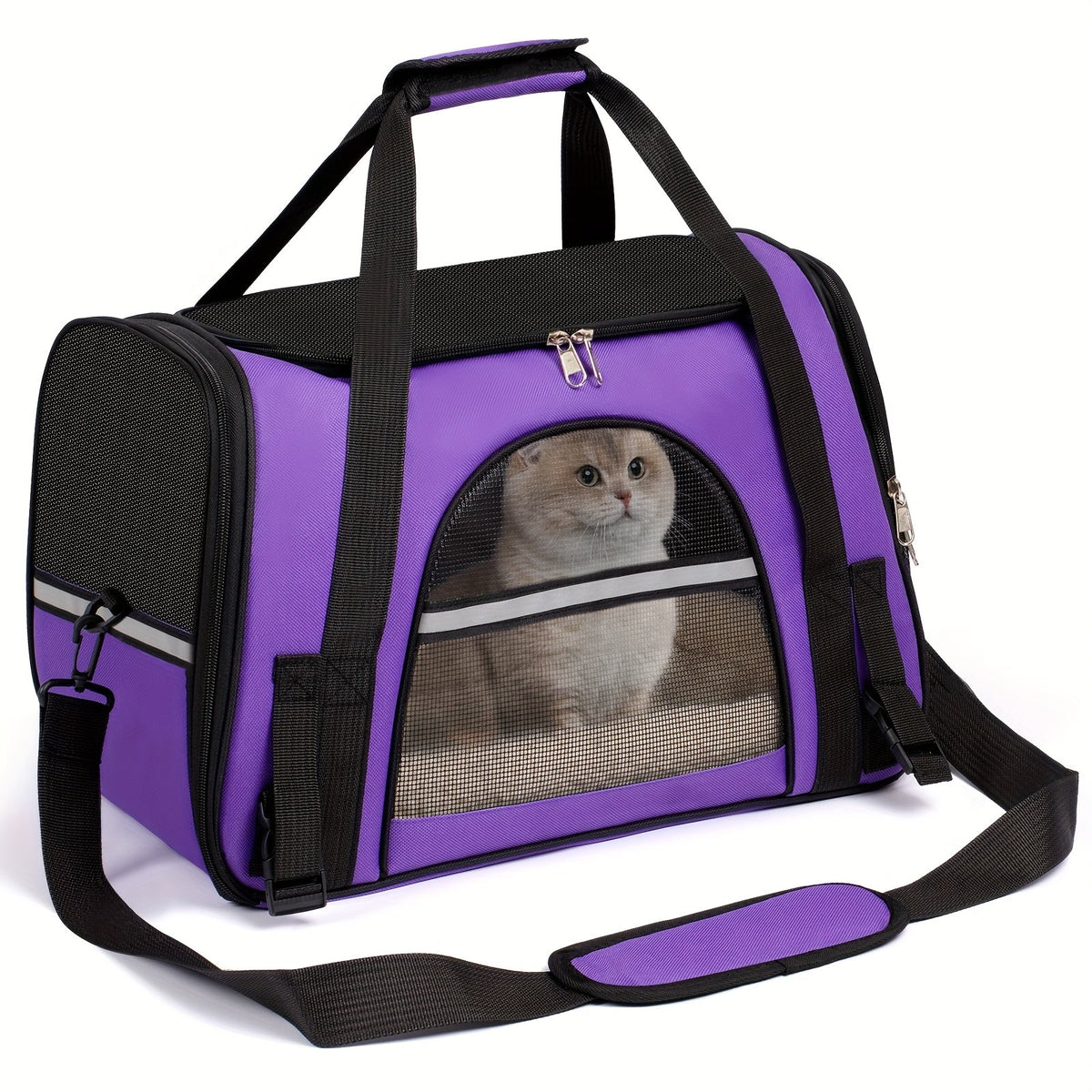 Cat Carrier Backpack Foldable & Ventilated – Airline Approved Pet Travel Bag with Secure Anti-Escape Zipper, Spacious Collapsible Design for Cats & Small Dogs, Breathable Car & Plane Travel Carrier