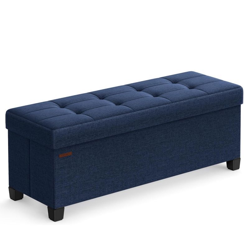 Foldable Storage Ottoman Bench 43" – Upholstered Collapsible Foot Rest & Seat for Living Room Bedroom in 6 Colors