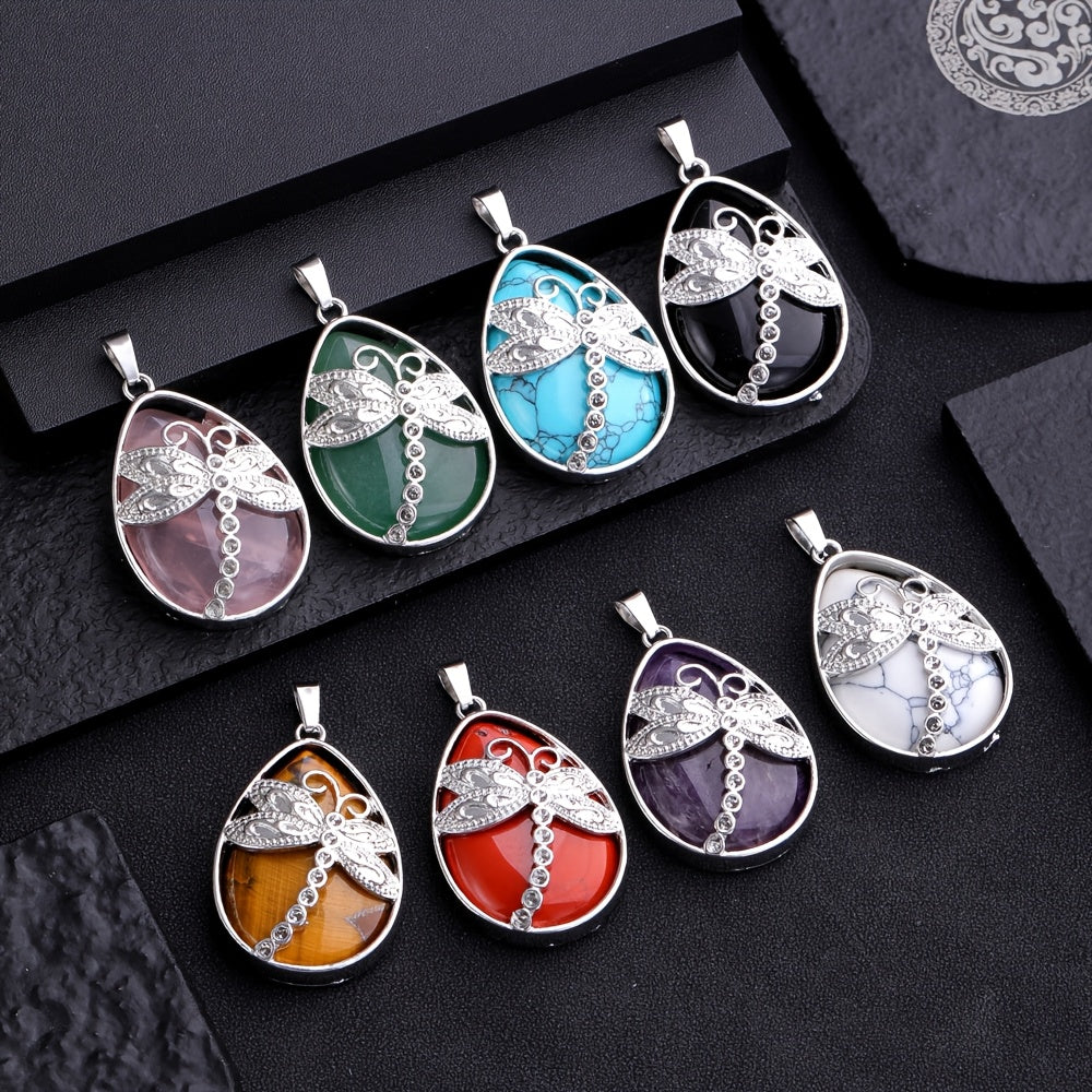 10-Piece Dragonfly Pendant Necklace Set for Women & Girls โ 5 Natural Water Drop Shaped Dragonfly Pendants + 5 Adjustable Rope Necklaces, Boho Nature Jewelry Gift Set