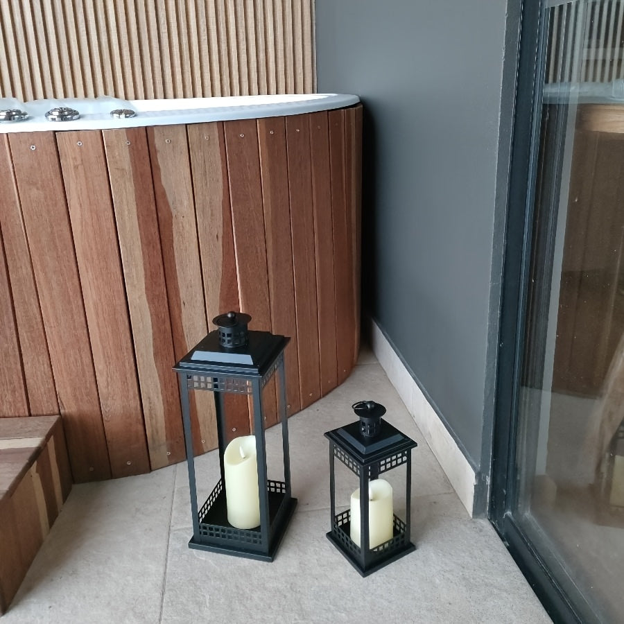 2-Pack Square Hollow Floor Candle Holders - Matte Black - Wedding, Church, Christmas, Halloween & Valentine's Day Decor (Candle Not Included)