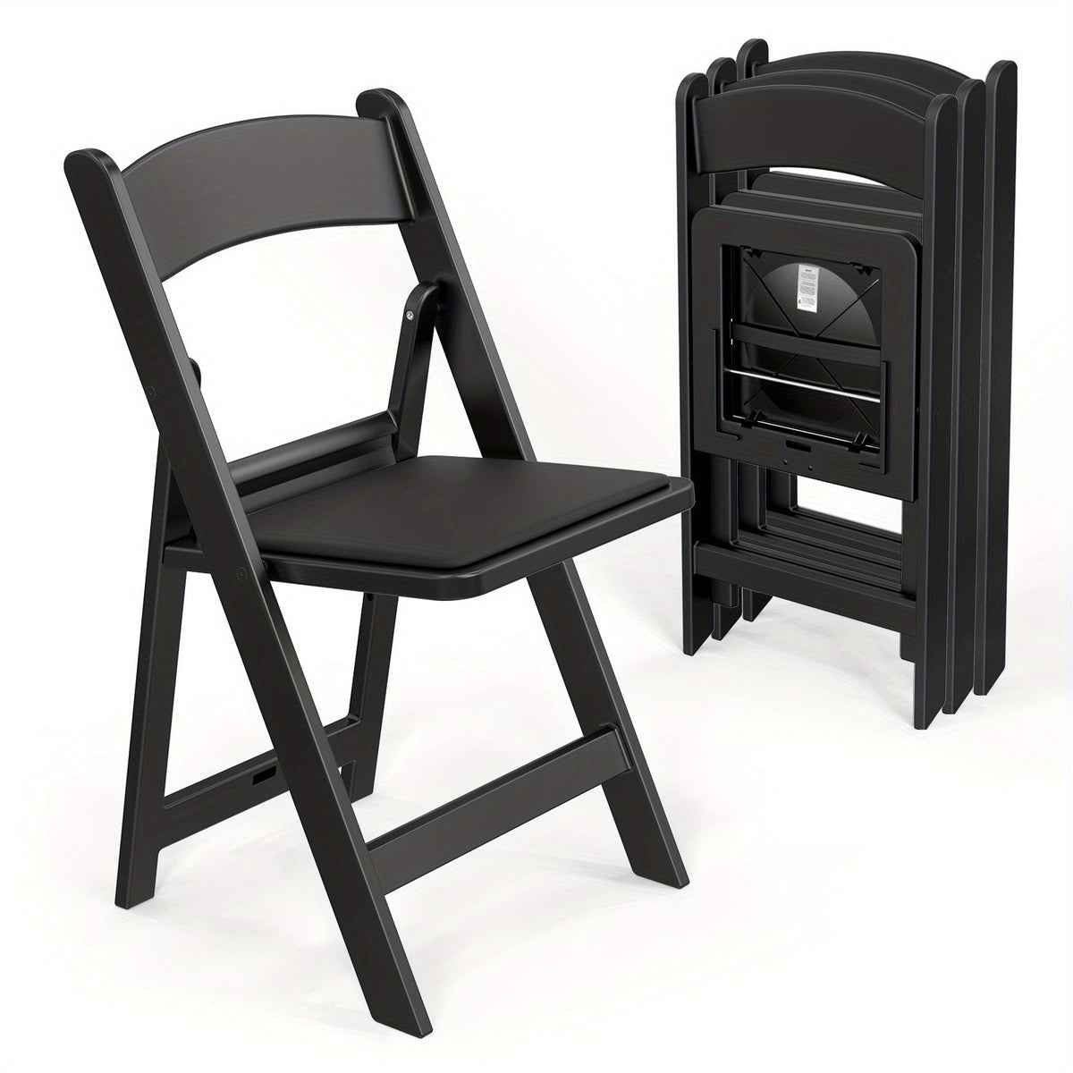 Resin Folding Chairs with Cushioned Seats – Foldable Plastic Padded Chair for Indoor Outdoor Events Weddings BBQ Camping Patio in White & Black (Set of 1 2 4 or 8)