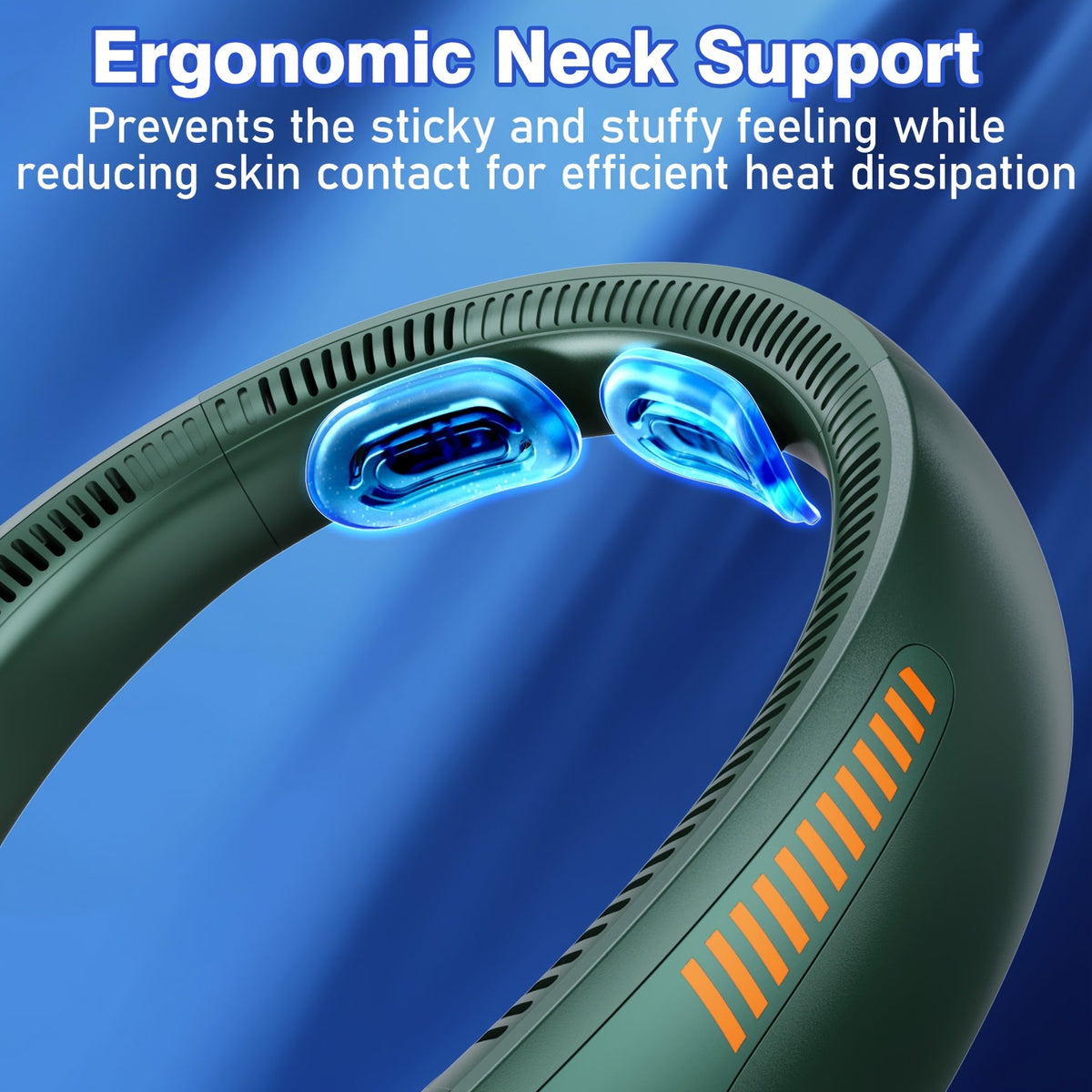 Portable Bladeless Neck Fan – USB Rechargeable 5-Speed Quiet Personal Cooling Fan for Office Travel Sports & Indoor Outdoor Use in Gray Light Blue & Black (Single & 2-Piece Sets)