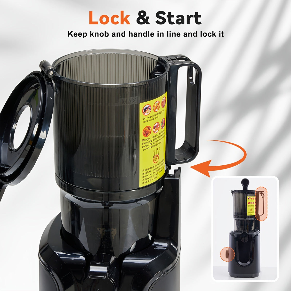 Cold Press Masticating Juicer 200W – Slow Juice Extractor with Reverse Function & Easy-Clean Blade-Free Design for Fruits Vegetables Nut Milk