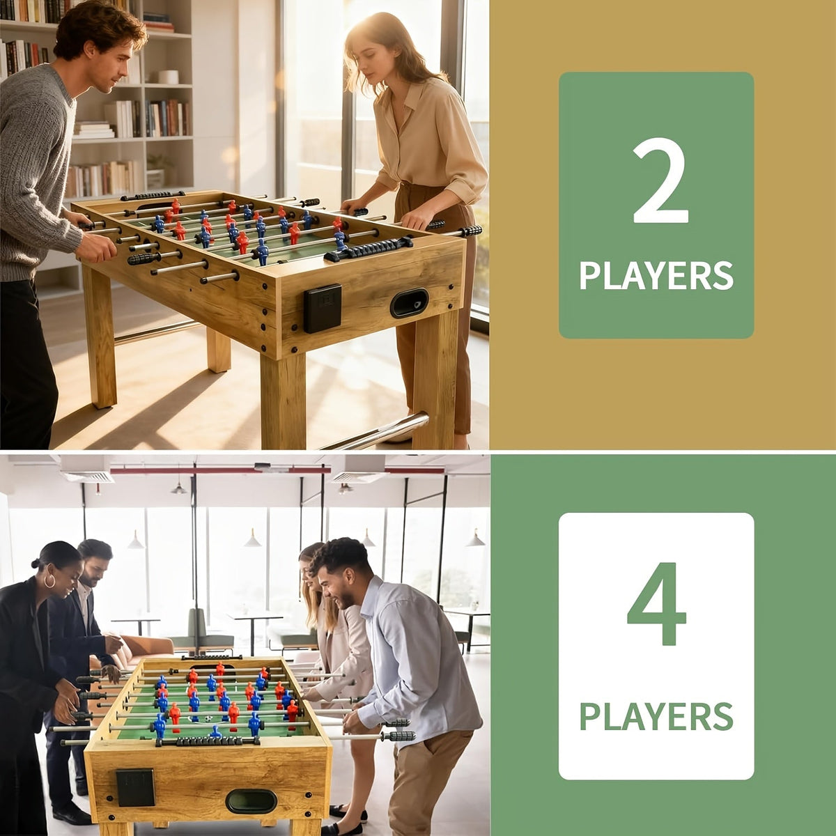 48-Inch Foosball Table Home Arcade Game for Adults & Families Indoor Outdoor Soccer Table with Manual Scorers – Yellow