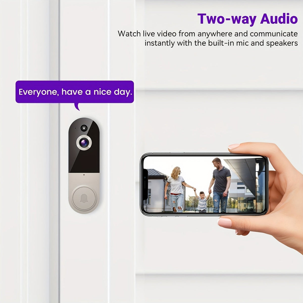 2K Wireless Smart Doorbell Camera โ WiFi Video Doorbell with Night Vision, AI Snapshot, Two-Way Intercom, Rechargeable Battery & Local Storage, Home Security Camera for Front Door