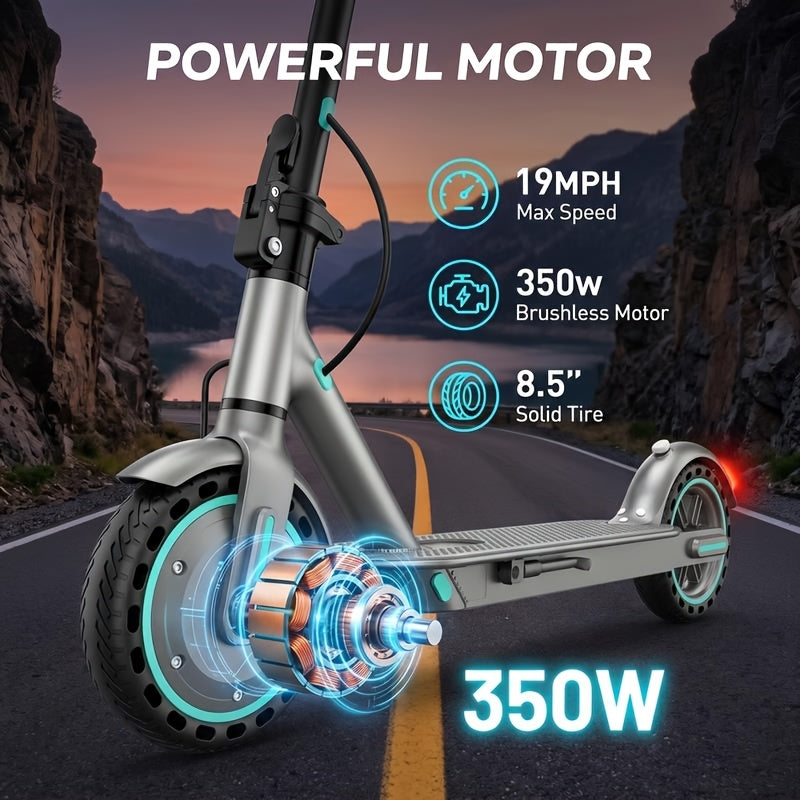 Foldable Adult Electric Scooter 350W Motor 8.5 Inch Solid Tires 15-20 Miles Long Range with Dual Braking & LED Display – Lightweight Commuter E-Scooter for Adults
