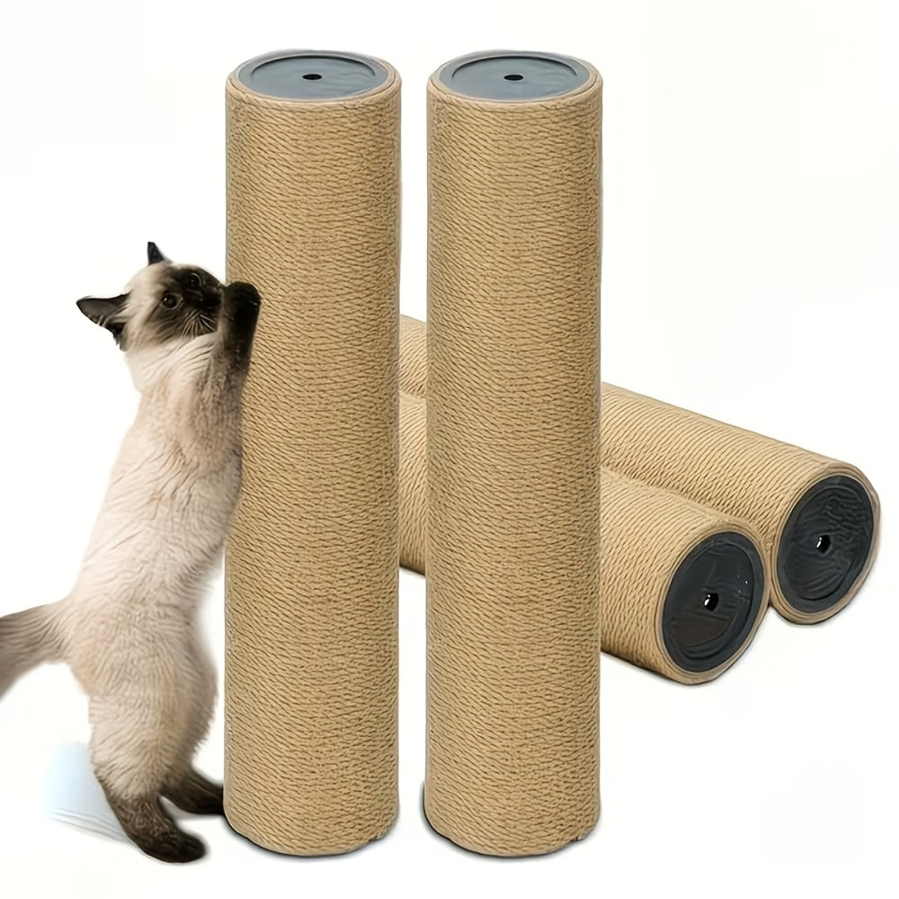 4-in-1 Cat Scratching Post with Sisal, Feather Toy, Dual-Layer Ball Track & 6 Wooden Toy Balls – Anti-Tip Solid Wood Activity Center for Indoor Cats, Kittens & Multi-Cat Households