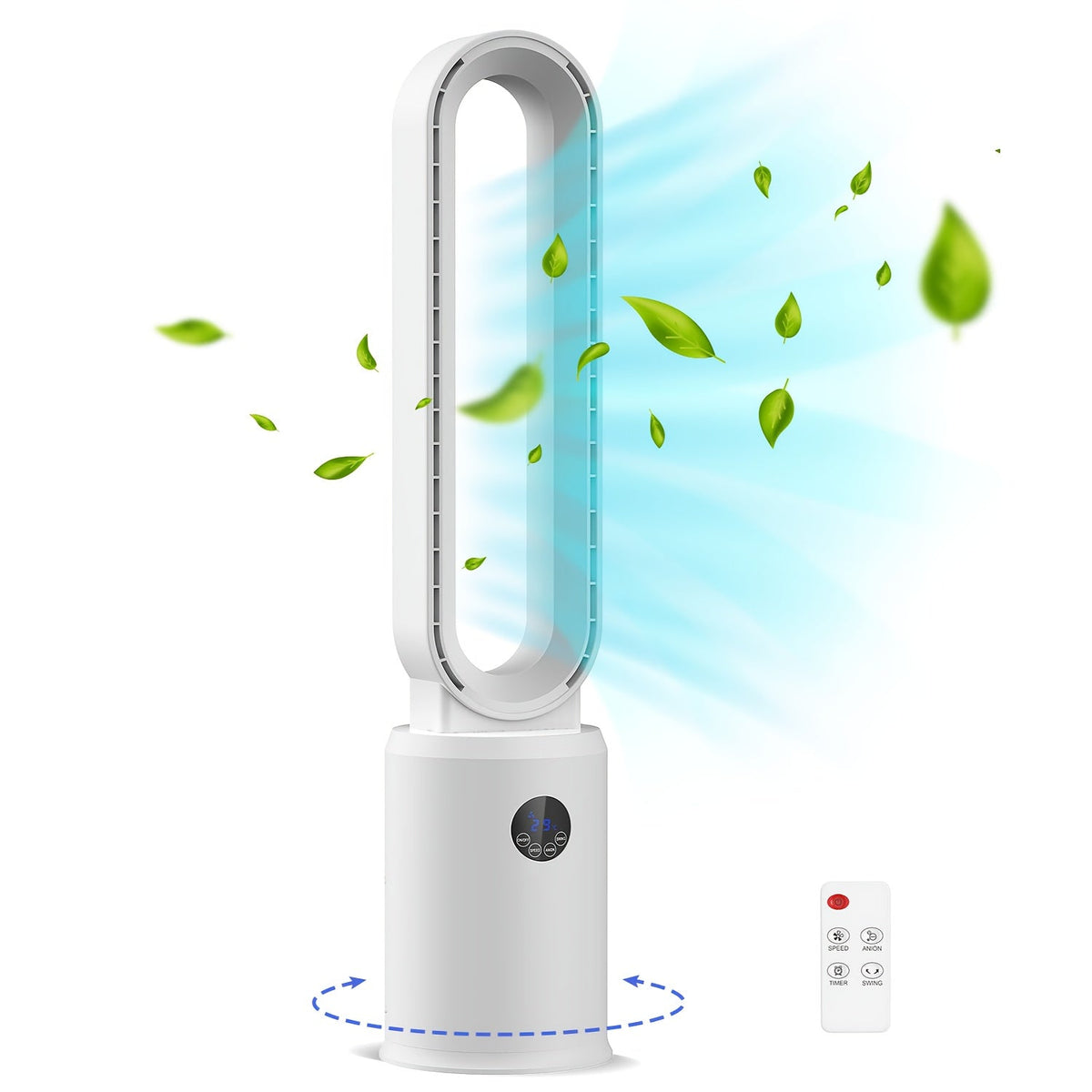 Bladeless Tower Fan 39", 24-Speed Settings, Remote Control, 12-Hour Timer, Silent Oscillating Indoor Air Circulator, Safe for Kids & Pets, Cooling Fan for Bedroom Living Room Home Office