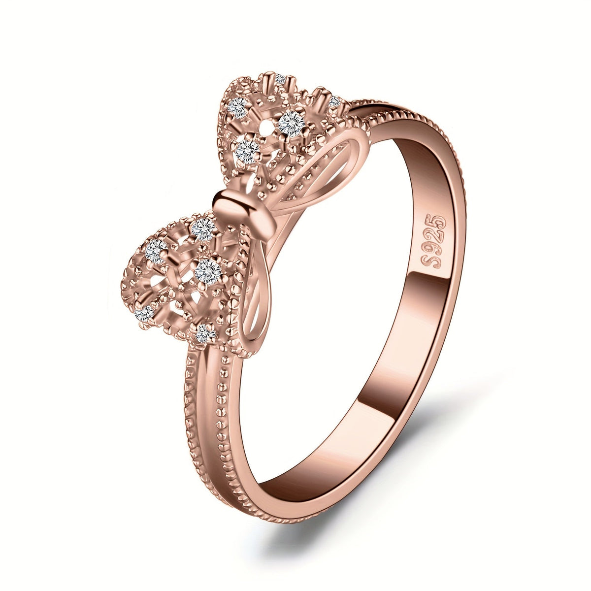 925 Sterling Silver Bowknot Ring for Women – Sparkling Cubic Zirconia Bow Design, Available in Silver, Yellow Gold & Rose Gold Finishes, Dainty Hypoallergenic Fine Jewelry for Dating Daily Wear & Gifting, Sizes 4-10