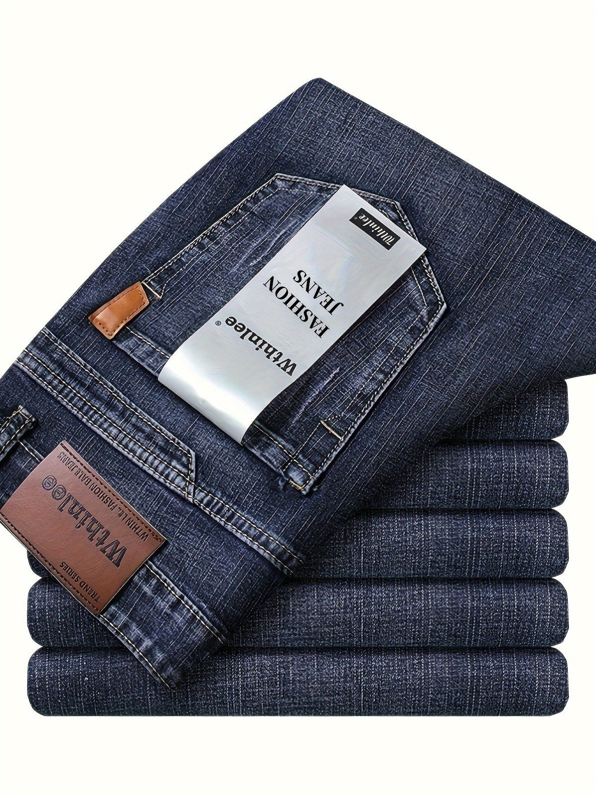 Men's Solid Denim Jeans - Straight Leg, Slight Stretch, Light Business Style - Outdoor, Casual & Daily Wear - Waist 30–40 - Sky Blue & Black Gray