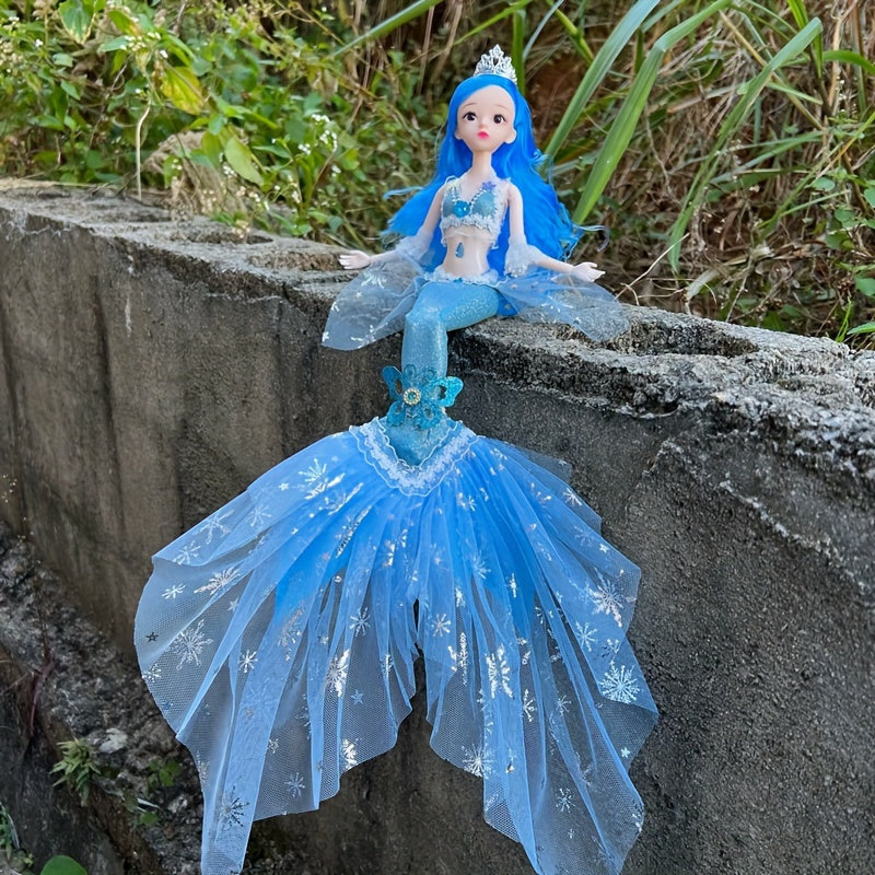 Mermaid Princess Doll for Girls 17.7 Inch – Beautiful Articulated Doll with Yarn Tail, 3D Eyes & 11 Movable Joints, Removable Dress-Up Clothes, Room Decor & Play Toy, Christmas Birthday Gift