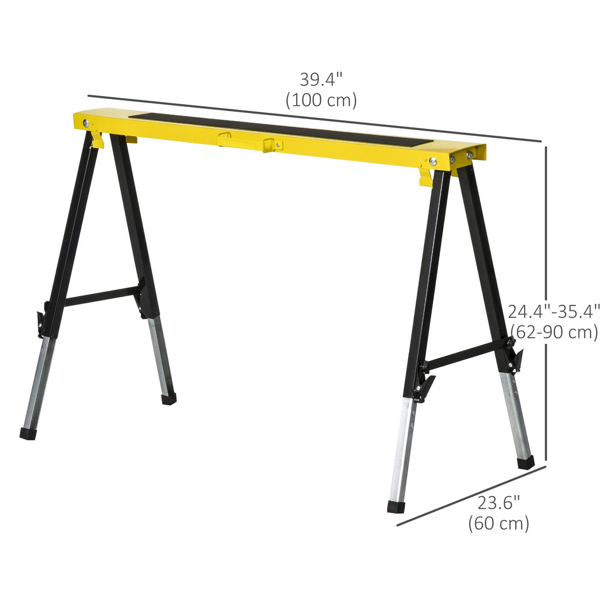 Sawhorse 2-Pack, 12-Level Adjustable Height 24.4"-35.4", 220 lbs Max Load, A-Frame Steel, Non-Slip EVA Surface, Folding & Portable with Carry Handle, for Woodworking, DIY & Construction