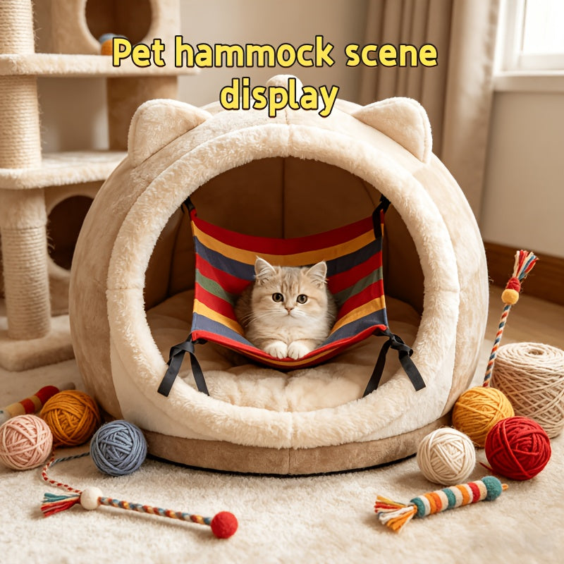 Pet Hammock for Cats & Small Dogs โ Soft Breathable Hanging Cat Hammock with Sturdy Bite-Resistant Straps, Stable Weight Capacity, Easy Installation for Indoor Cage Crate & Furniture