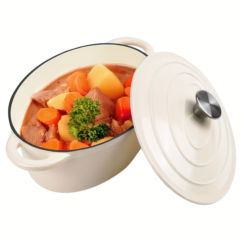 Enameled Cast Iron Dutch Oven with Lid & Dual Handles - For Bread Baking, Slow Cooking & Roasting, Works on All Heat Sources, Large Capacity & Standard Options - 5 Colors