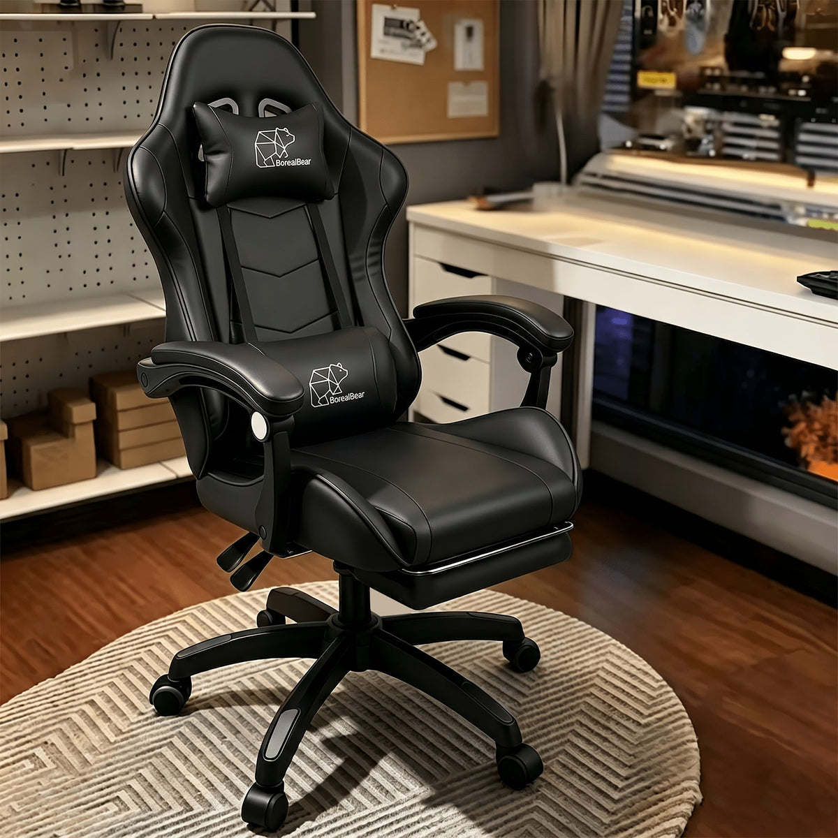 Premium Boss Gaming & Executive Office Chair – Heavy Duty Metal Frame, PU Leather, Reclining, Lumbar Support & Headrest, Long Hours Comfort, With or Without Footrest, Black & Red / White / Blue / All Black – Nova Mart
