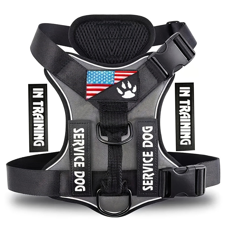 Reflective Dog Harness Vest with 5 Customizable Patches Adjustable Soft Oxford No-Pull Pet Harness with Mesh Lining Easy Control for Small Medium Large Dogs – Escape-Proof Dog Walking Vest Harness