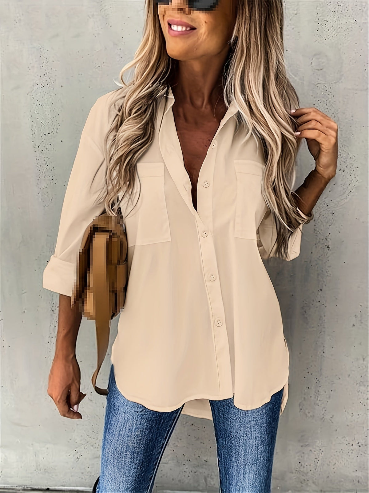 Women's Button-Up Long Sleeve Shirt Solid Color Lapel Collar Elegant Work Blouse Lightweight Casual Top White Black Red Khaki Blue Apricot S M L XL XXL