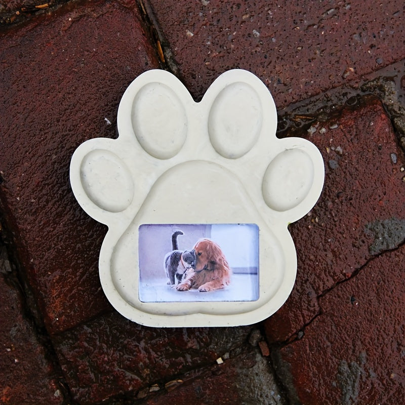 Pet Memorial Stone Mold Kit โ Large Dog Paw Print & Photo Frame Plaster Mold for Garden Backyard Tombstone, DIY Pet Grave Marker & Memorial Ornament for Dogs & Cats