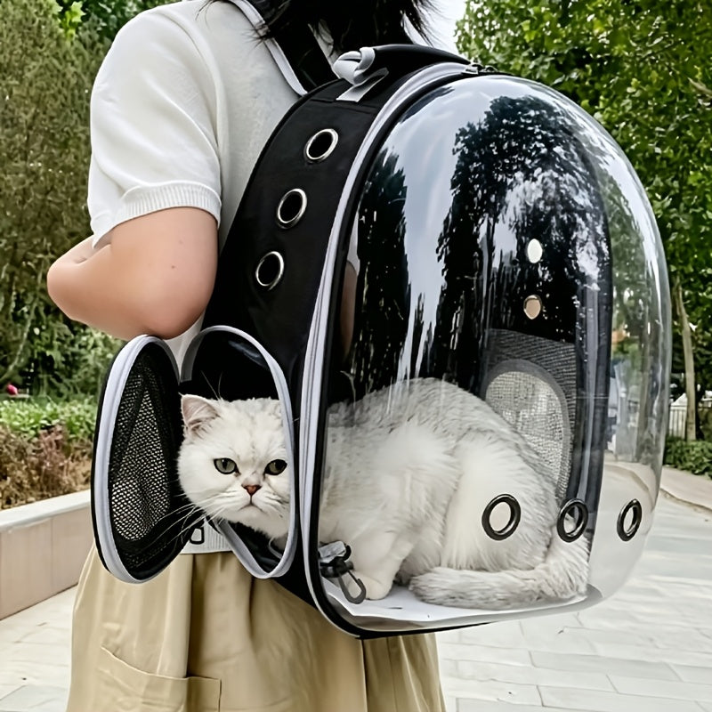 Space Capsule Cat Backpack Carrier - Transparent Window Double Shoulder Portable Pet Bag for Cats Small Dogs Travel Hiking Outdoor - Bubble Backpack Cat Carrier Black