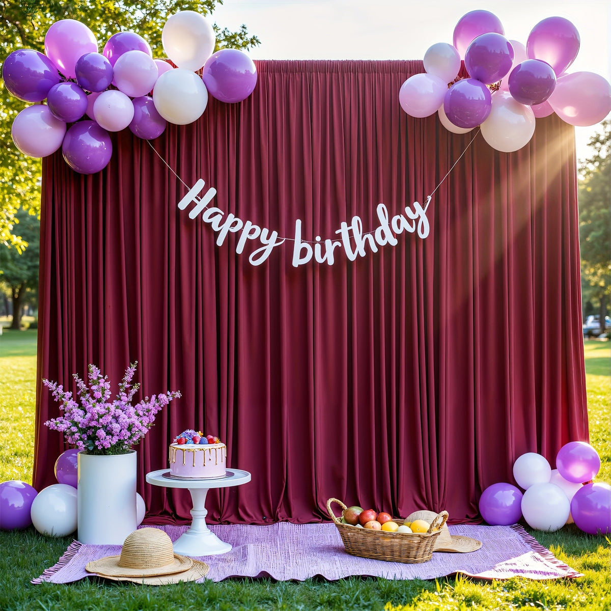 4-Pack 5×10 ft Polyester Spandex Backdrop Curtains with Pole Bags – Wrinkle-Resistant Photography Background for Wedding Birthday Banquet & Party in 15 Colors