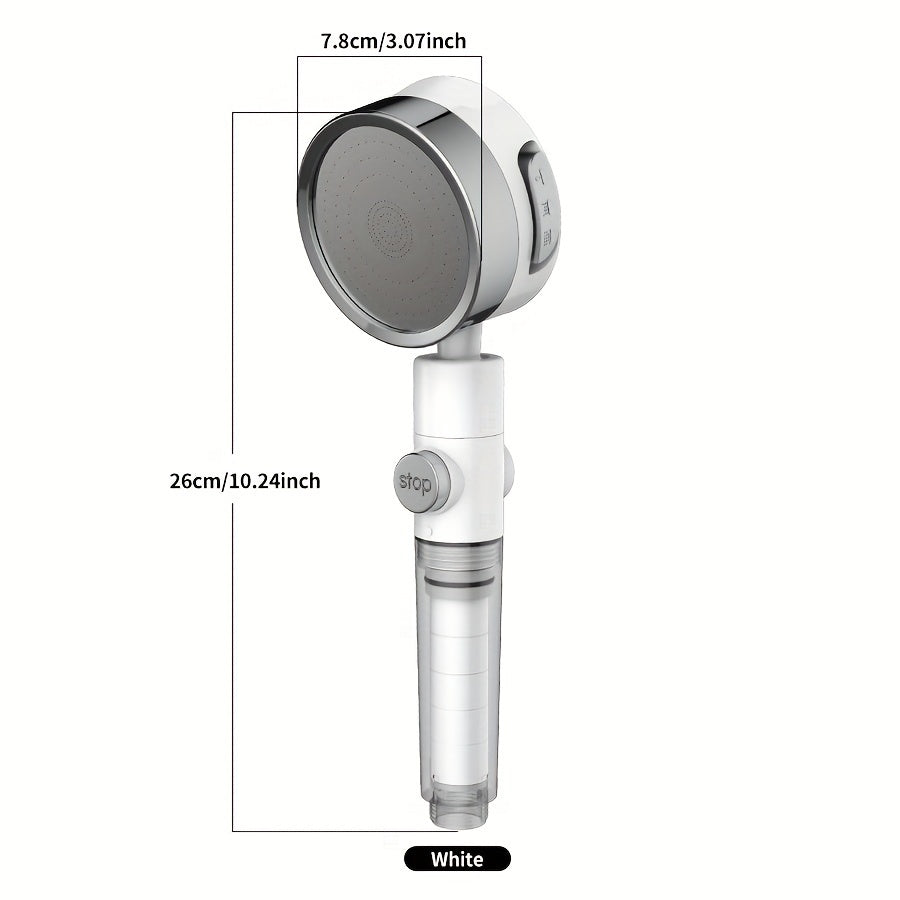 H37 Supercharged Filtered Showerhead - 3-Speed Adjustable, High Pressure, Adjustable Angle Bathroom Shower Head - Silvery, Black, Grey & White (Head Only)