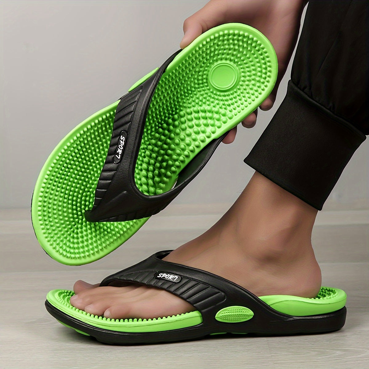 Acupressure Massage Flip-Flops - Arch Support, Shock-Absorbing & Non-Slip - Unisex Indoor, Outdoor & Beach Sandals - US 8–12 - Orange Red, Green, Red, Black, Khaki & Brown
