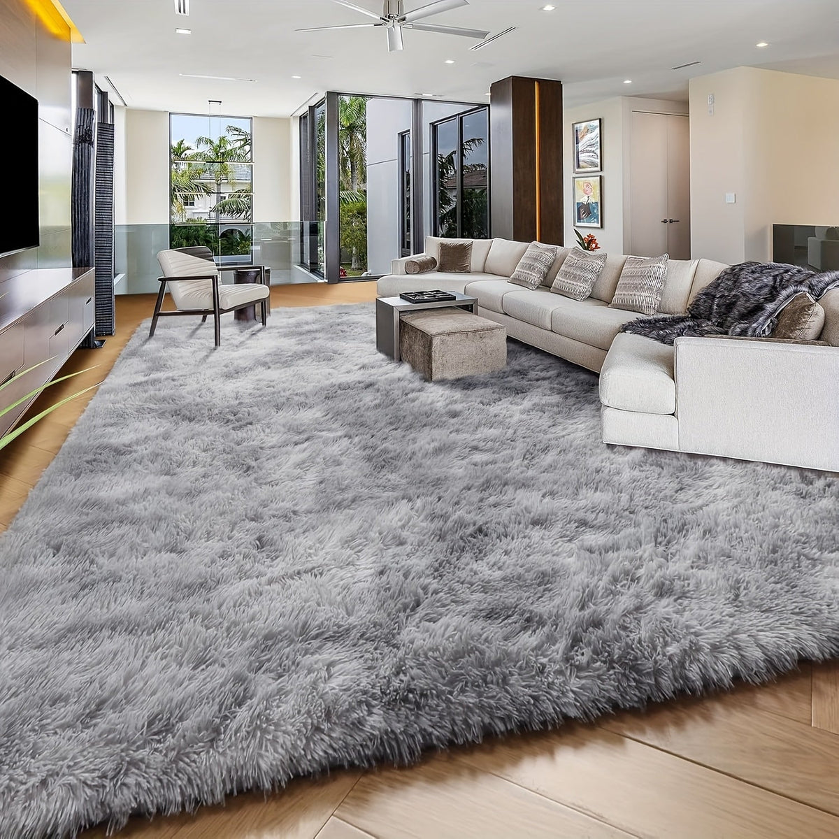 8x10 Ft Luxury Plush Area Rug – 1.7" High Pile Ultra-Soft Non-Slip Fluffy Carpet for Living Room Bedroom Dorm & Study in 10 Colors