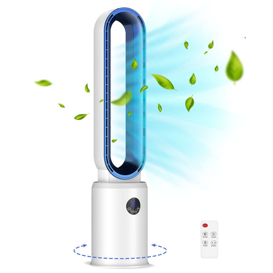 Bladeless Tower Fan 39", 24-Speed Settings, Remote Control, 12-Hour Timer, Silent Oscillating Indoor Air Circulator, Safe for Kids & Pets, Cooling Fan for Bedroom Living Room Home Office